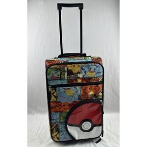 Pokemon Pikachu Charmander Comic Print Rolling Suitcase Carry On Luggage Bag